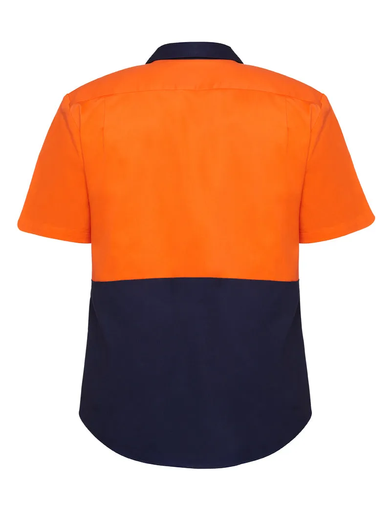 2 x Hard Yakka Core Hi Vis 2 Tone Short Sleeve Lightweight Vented Shirt - Orange