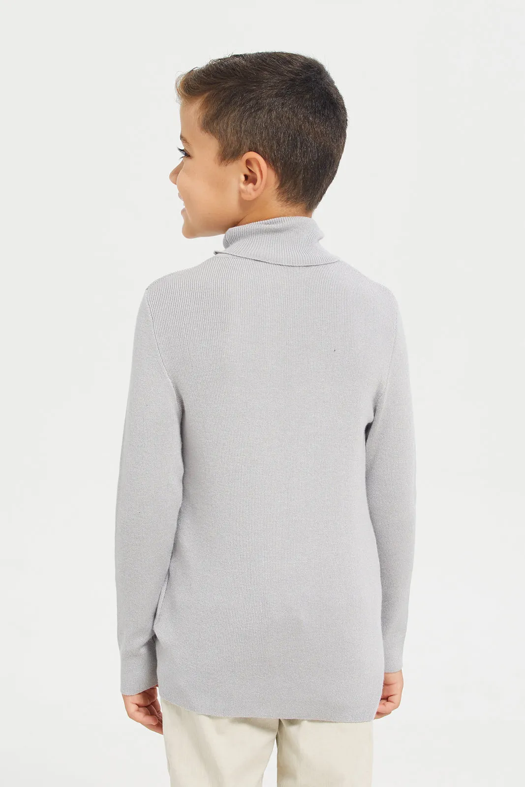 Bjr Sage Grey Hi Neck Pullover