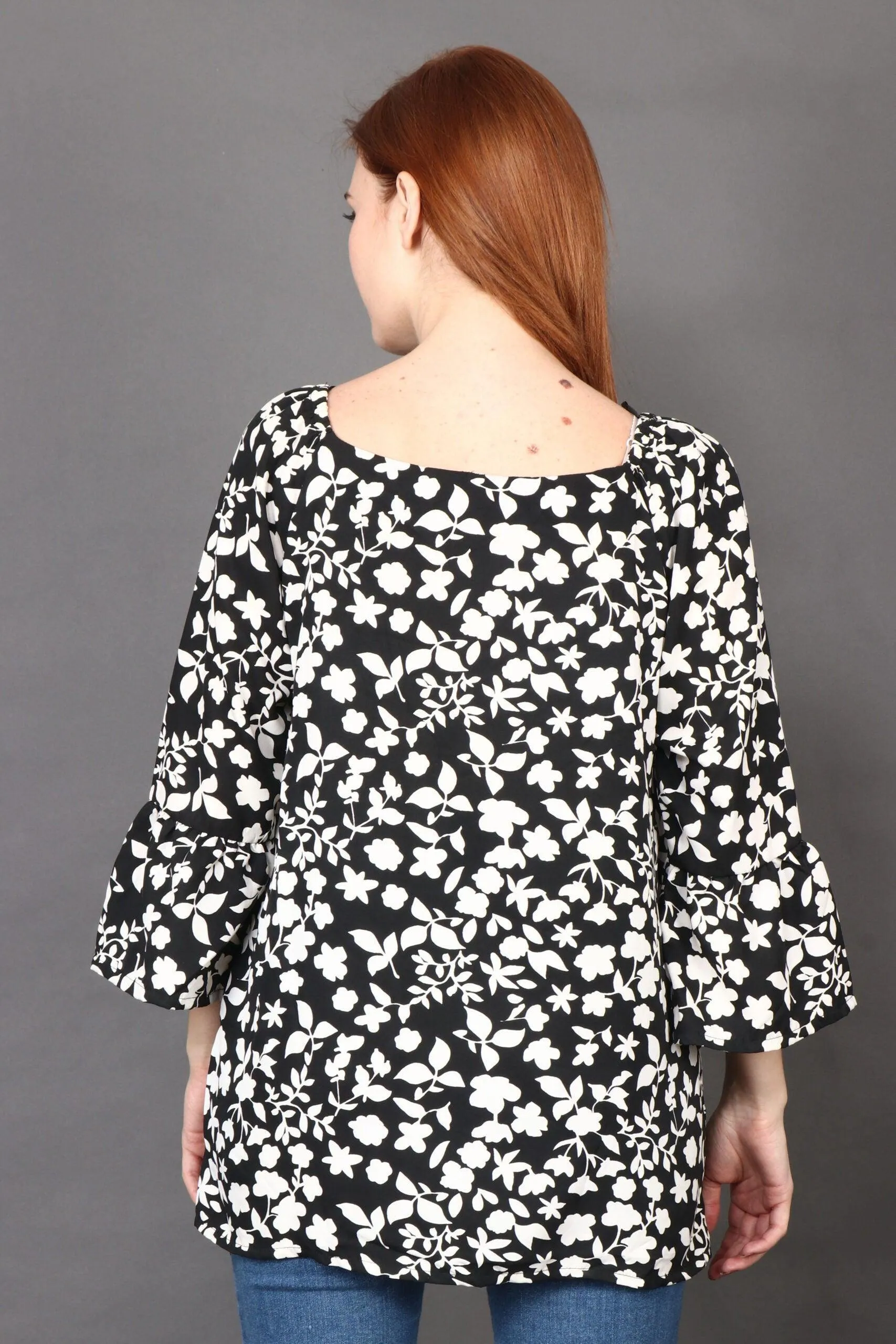 Black & White Floral Printed Top