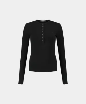 Black Denise Button Longsleeve