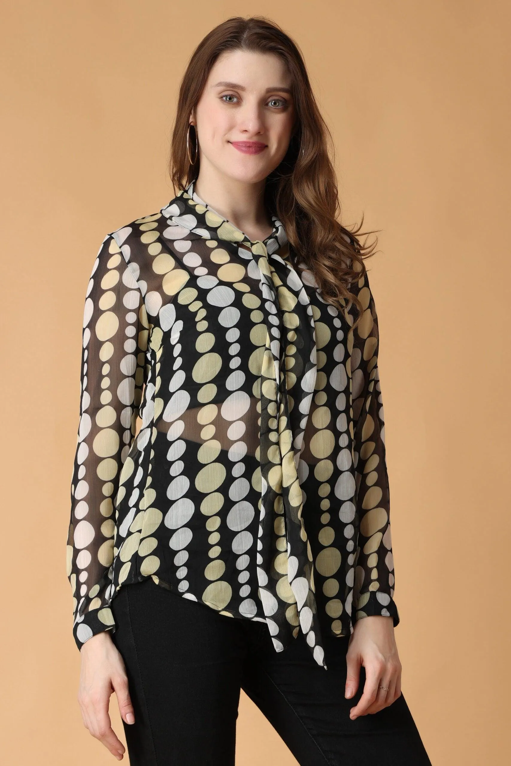 Black Dots Printed Top