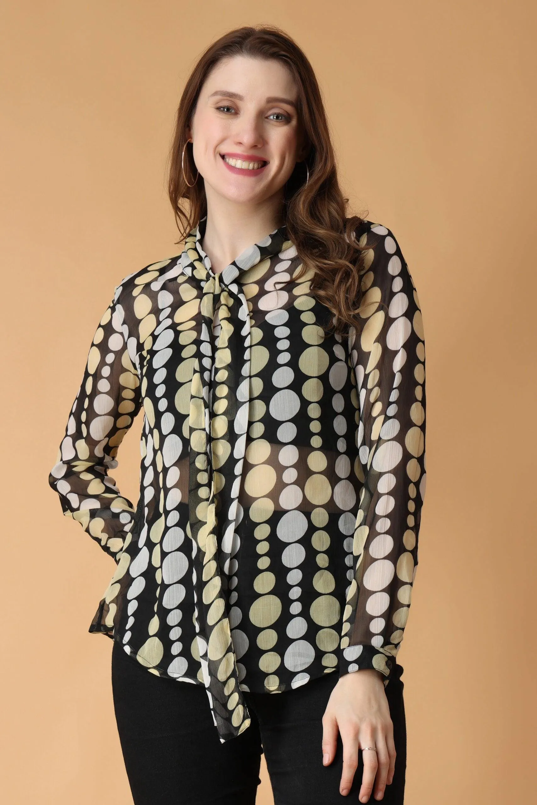 Black Dots Printed Top