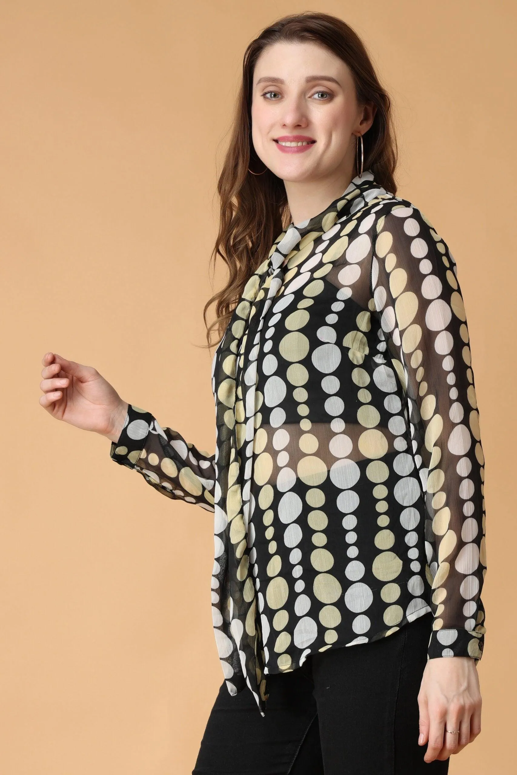 Black Dots Printed Top