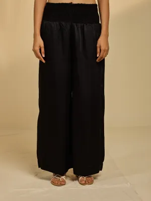 Black Wide Leg Viscose Silk Pant