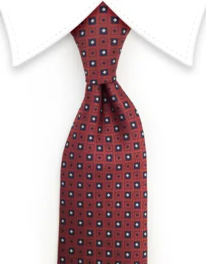 Burnt Red Tie with Squares & Diamonds