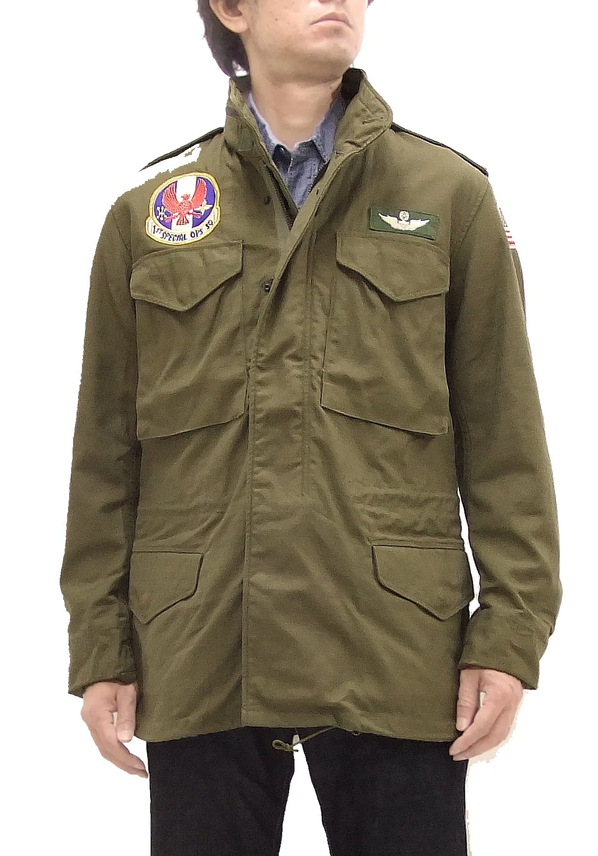 Buzz Rickson Jacket Men's Custom M-65 Field Jacket M65 Military Field Coat BR15408 Olive Drab