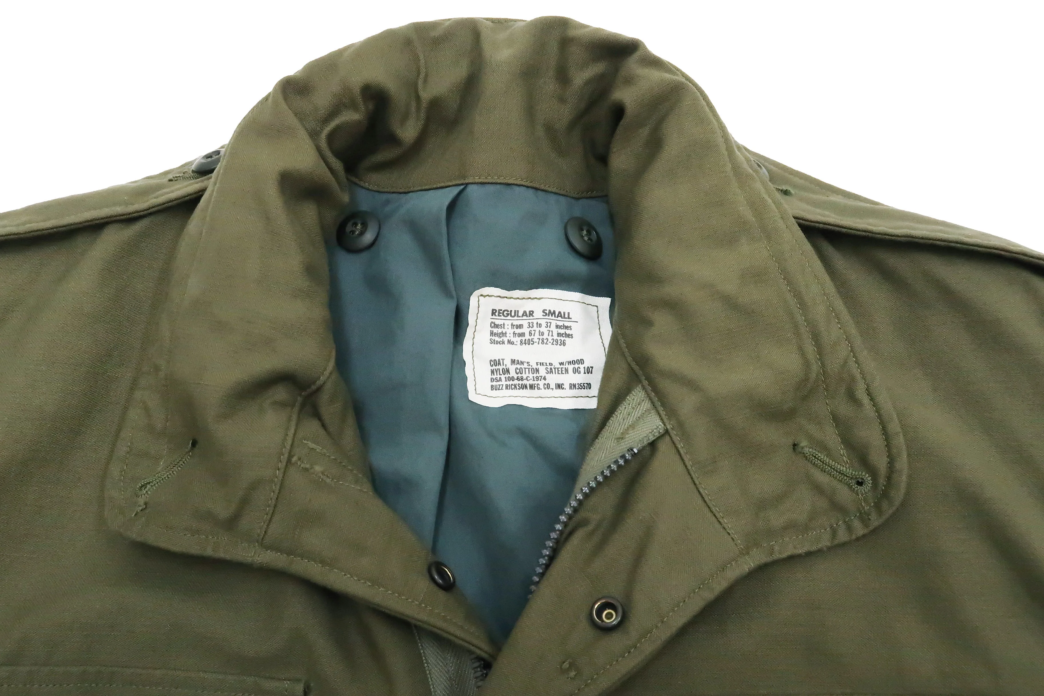 Buzz Rickson Jacket Men's M-65 Field Jacket 2nd Model M65 Military Field Coat BR11702 Olive Drab