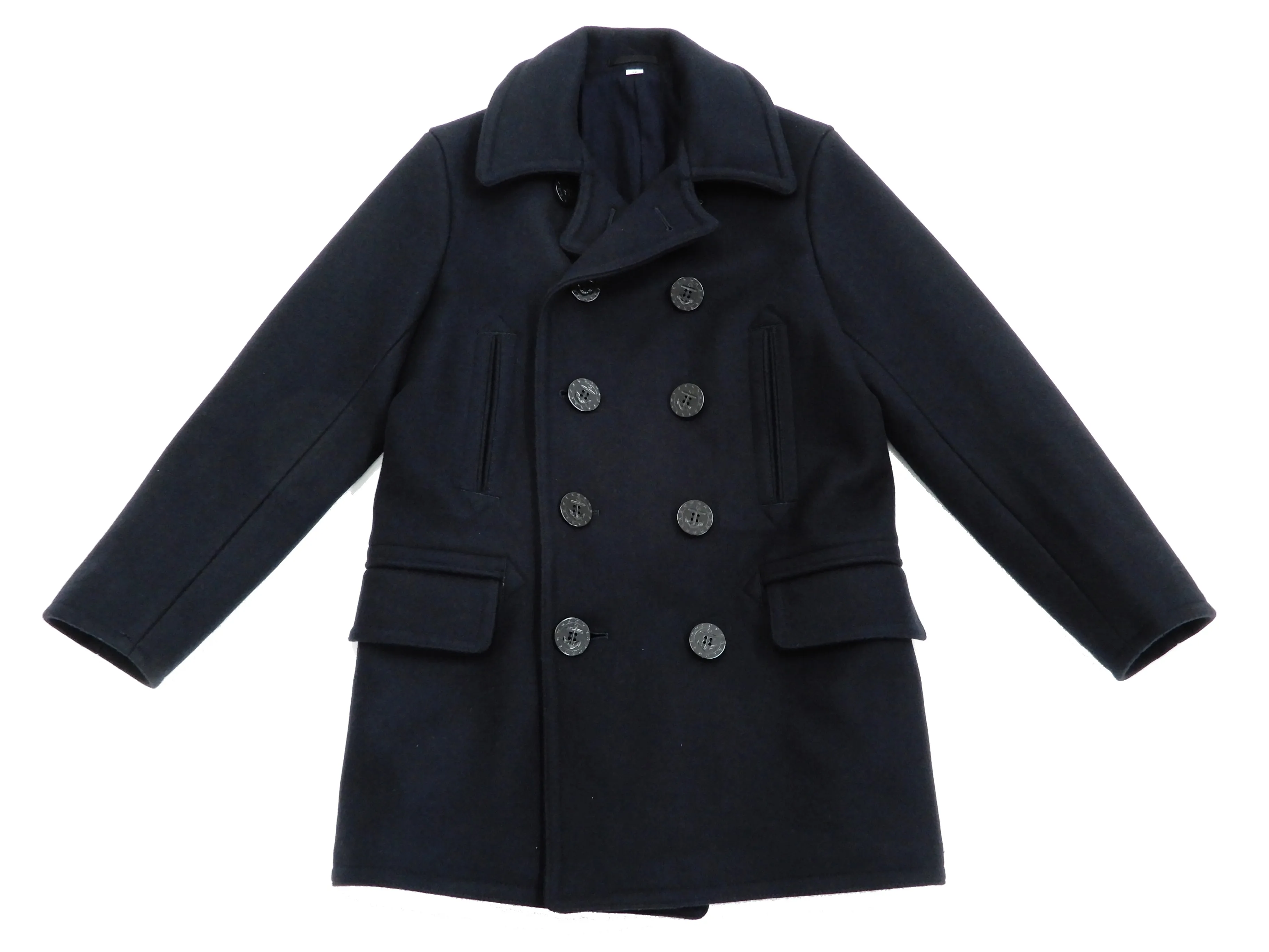 Buzz Rickson Pea Coat Men's U.S. Navy Wool Above-knee length Peacoat BR14146 Navy-Blue