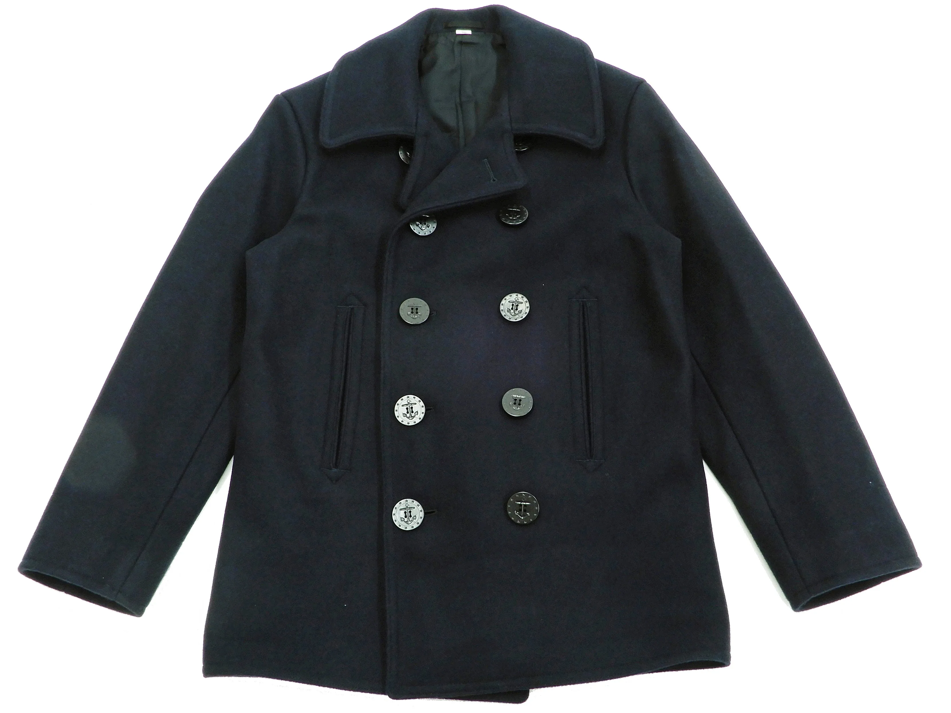 Buzz Rickson Pea Coat Men's U.S. Navy Wool Peacoat Double-breasted Coat BR11554 Navy-Blue