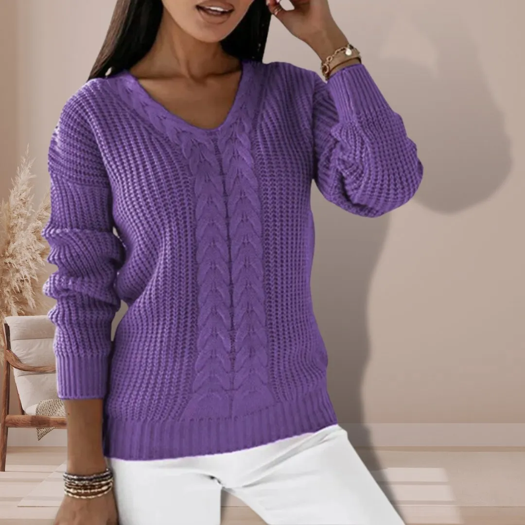 Cable Knit V-Neck Sweater