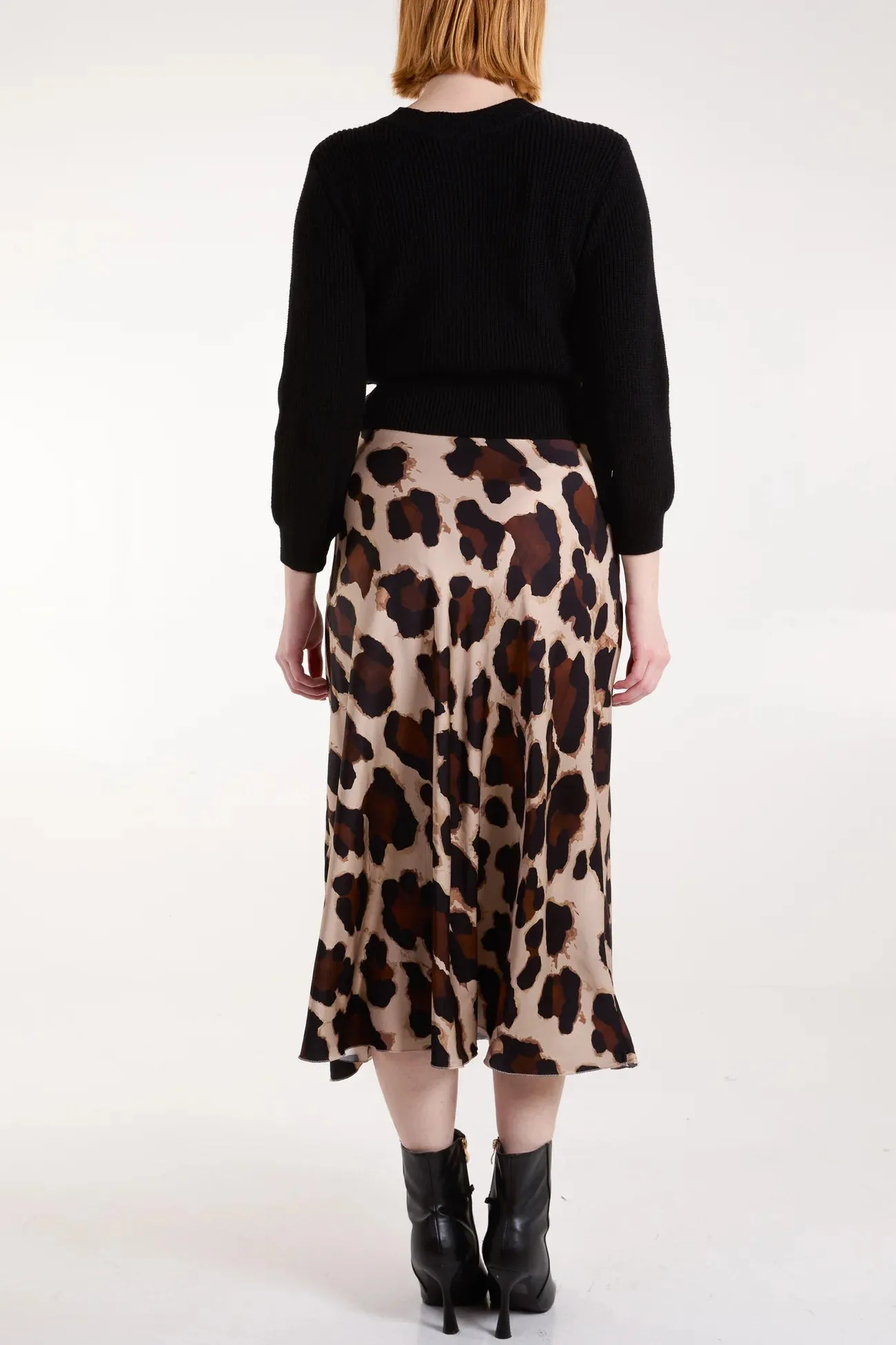 Cass Leopard Print Slip Midi Skirt