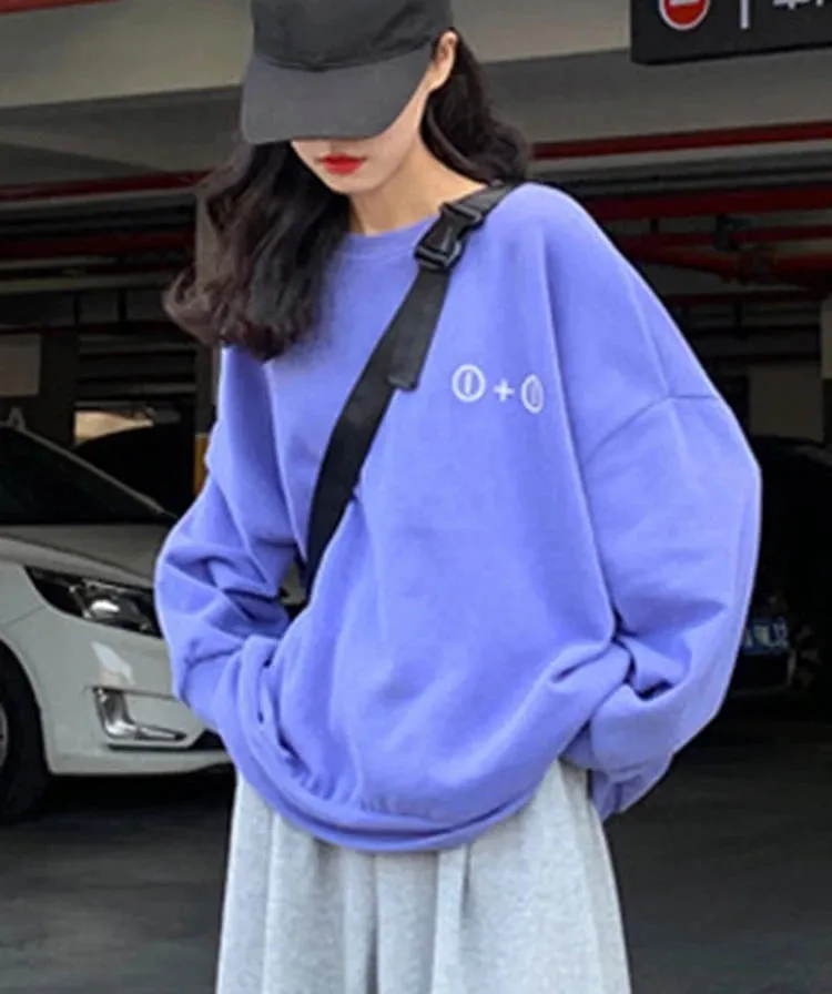 Chic Casual Blue Pullovers Women's Hoodies Office Lady Solid Color Fashion Female Streetwear Simple O-neck Sweatshirts