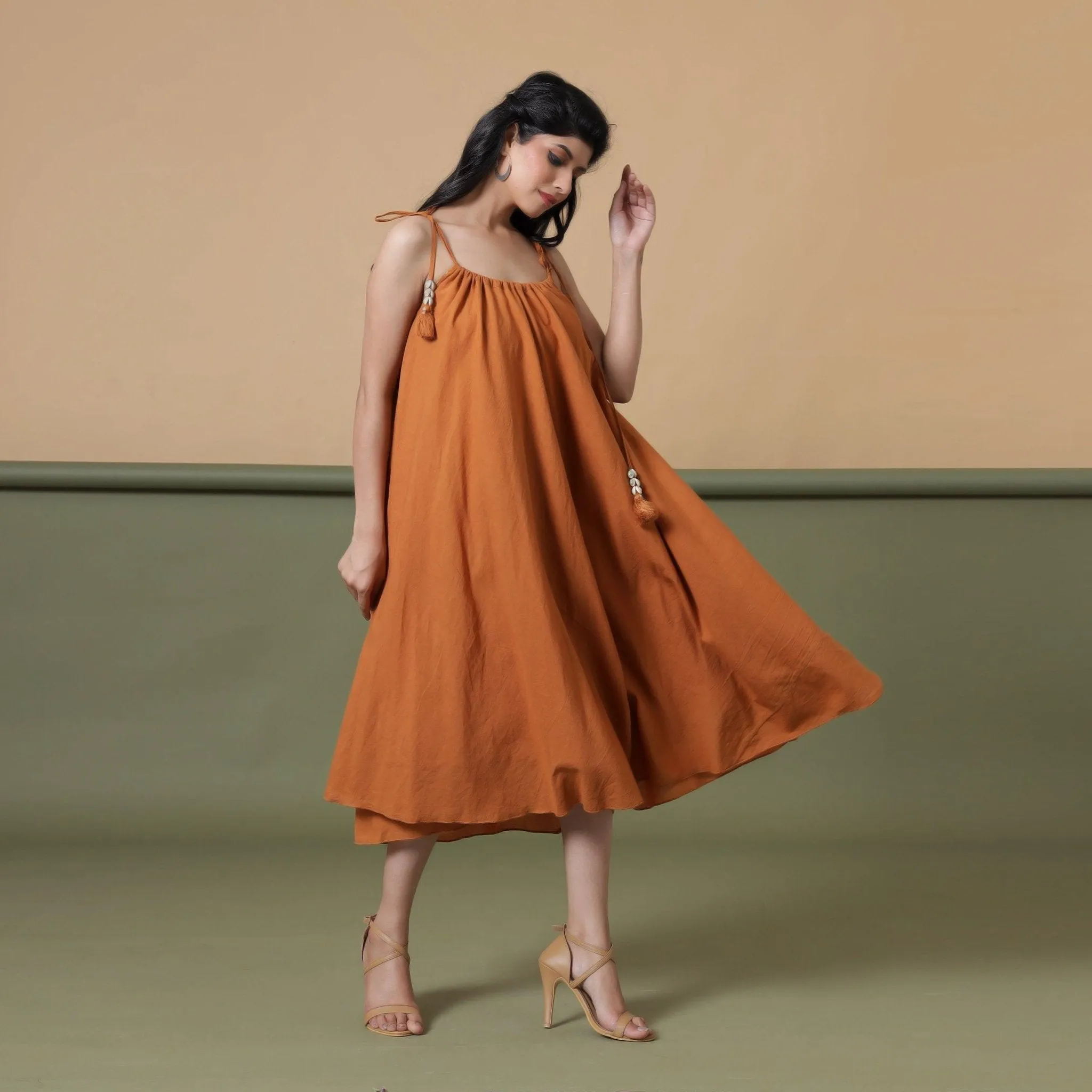 Convertible 6-Way Rust Sandstone Tie-Dye Cotton Skirt Dress