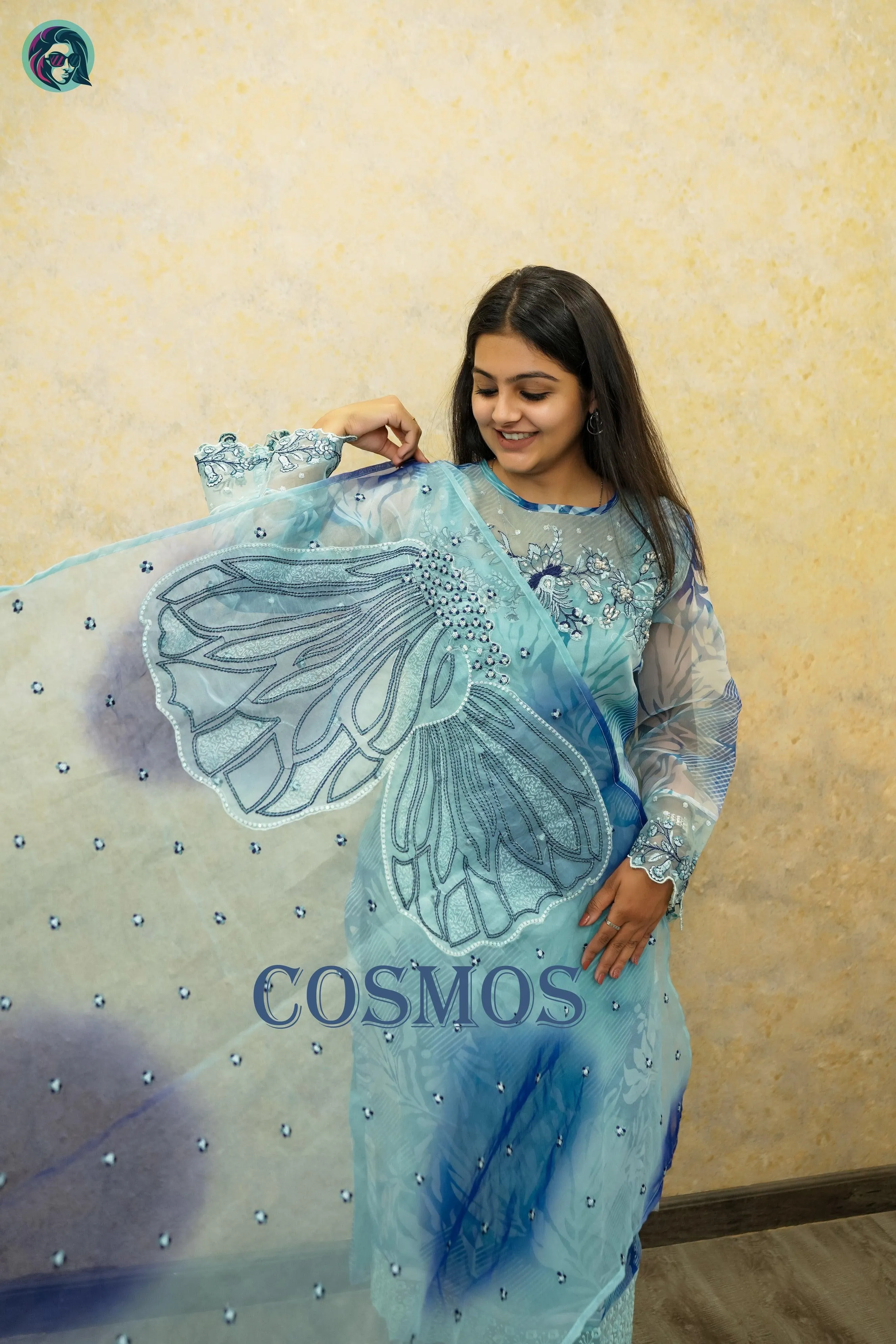 Cosmos Organza Embroidered Suit with Matching Dupatta - Lightweight Fabric Ideal for Special Occasions