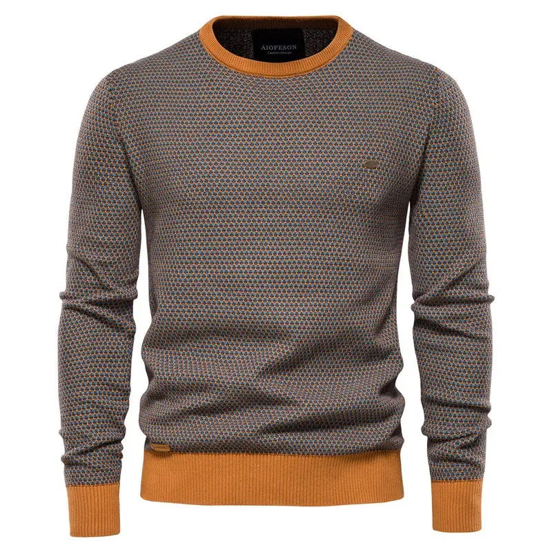 Cotton Loose Pullovers Sweater Men Casual Warm Quality Spliced Mens Knitted Sweater Winter Fashion Sweaters for Men