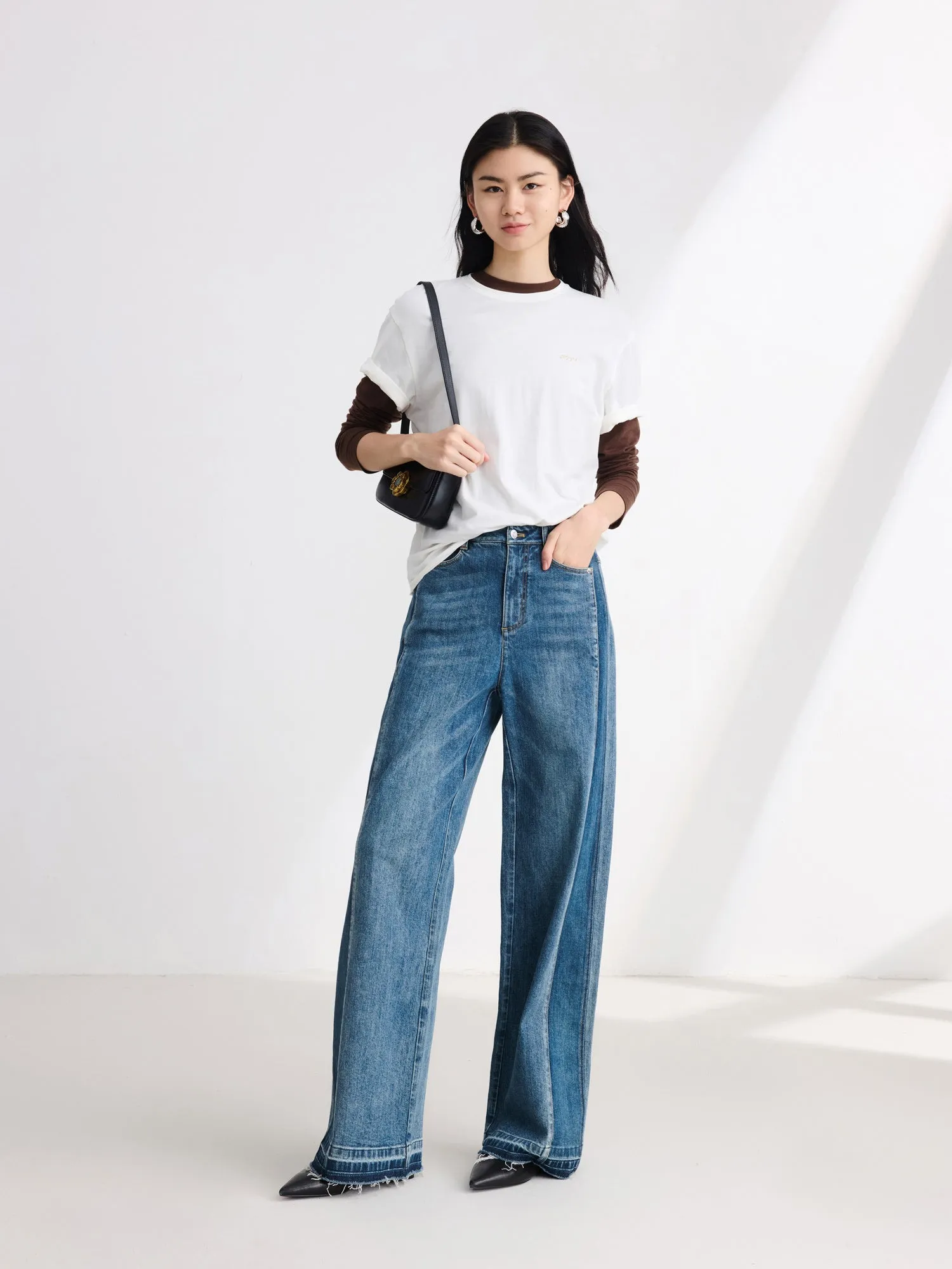 EP YAYING High-Waisted Wide-Leg Jeans