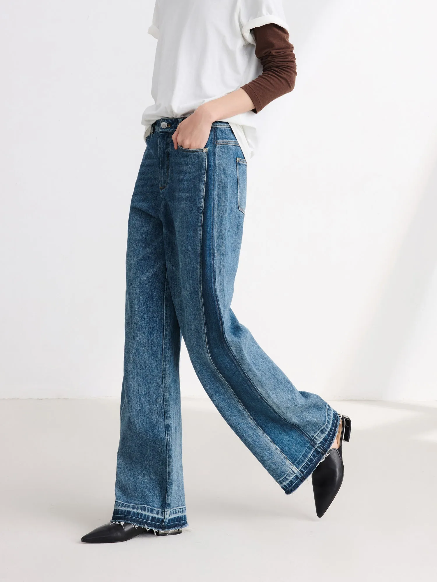 EP YAYING High-Waisted Wide-Leg Jeans