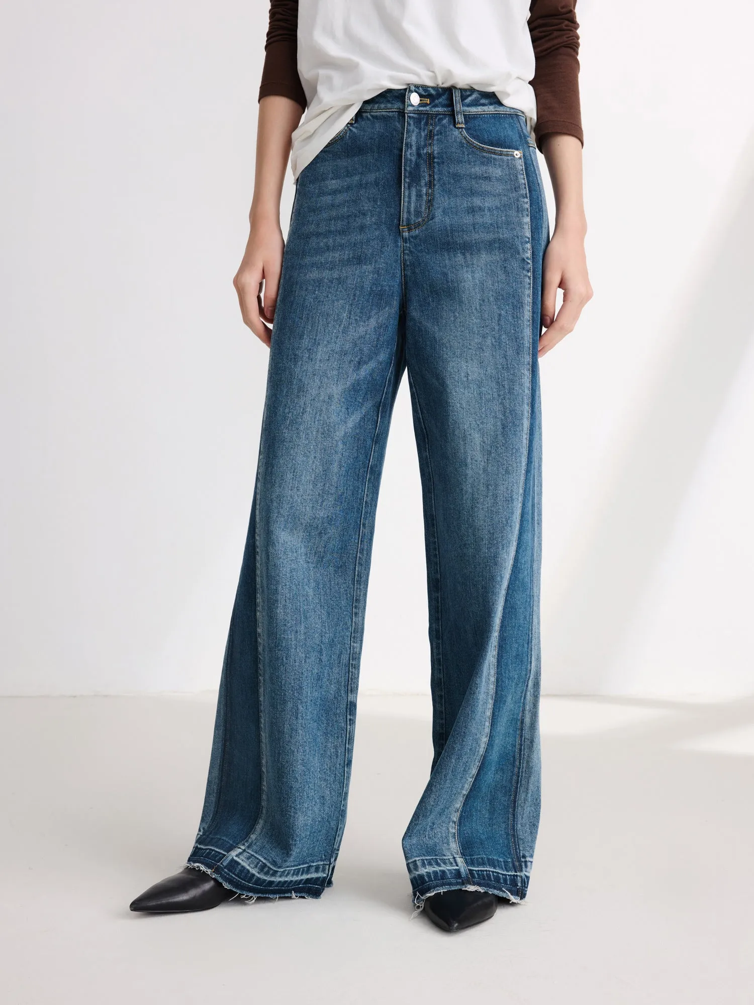 EP YAYING High-Waisted Wide-Leg Jeans