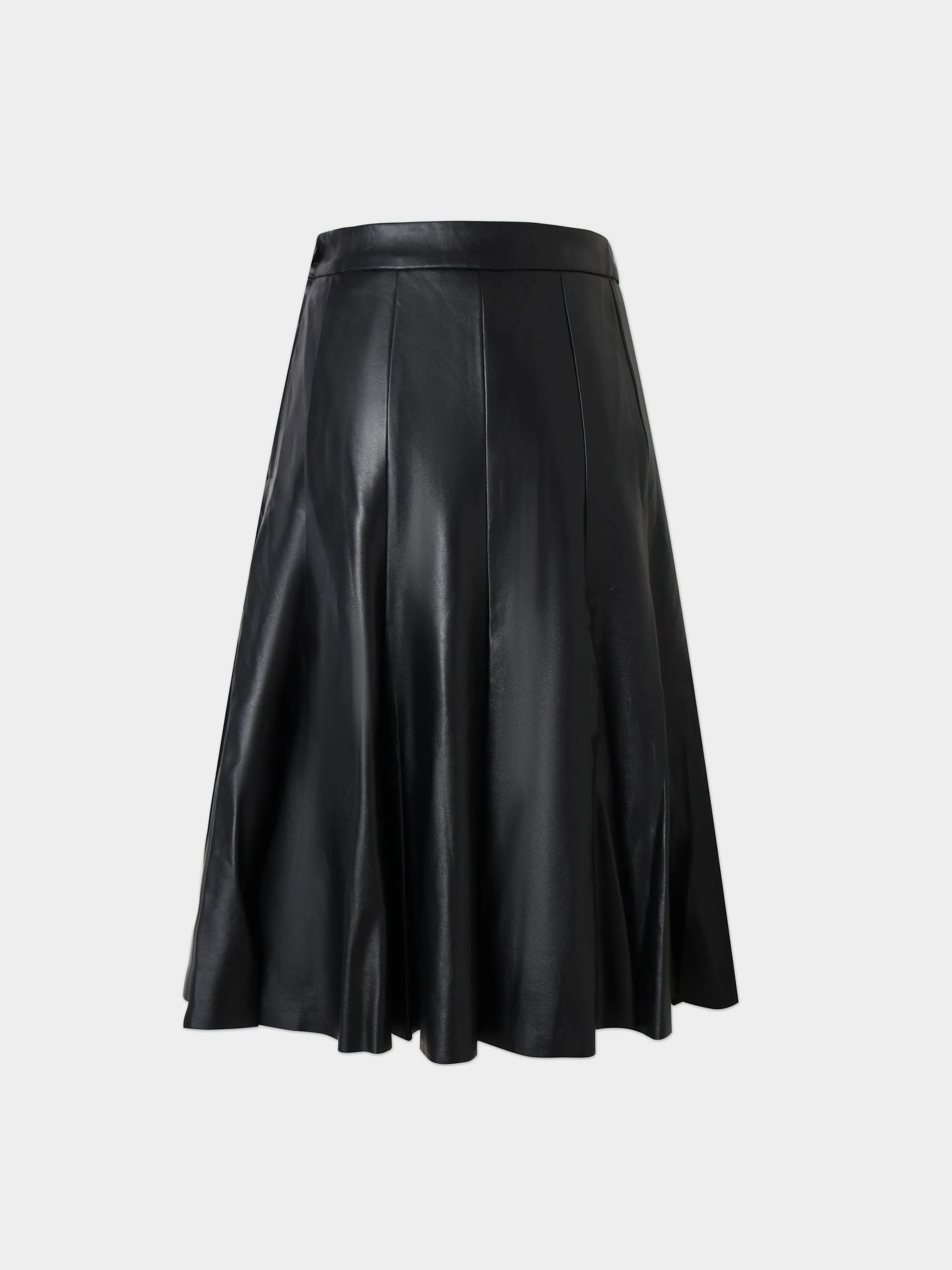 Flare Leather Skirt 25.5"-Black