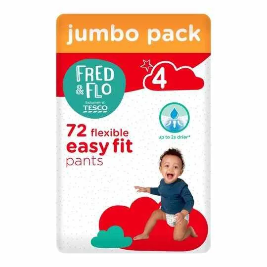 Fred & Flo Easy Fit Pants Jumbo Pack Size 4 72 Pack