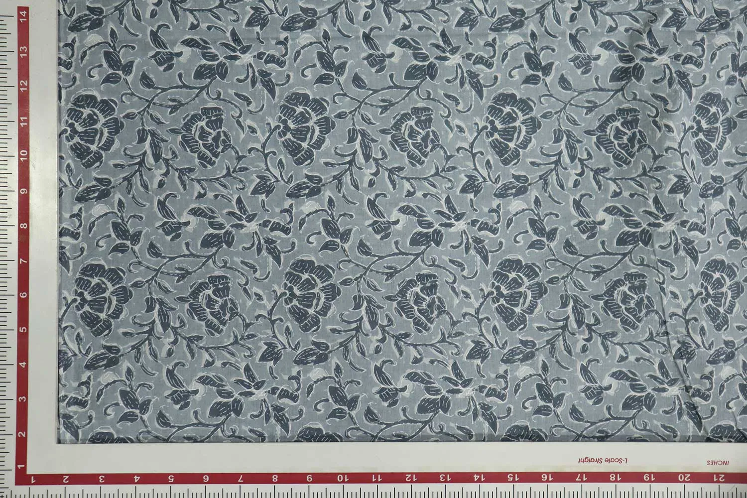 Gray & White Traditional Cotton Cambric Fabric