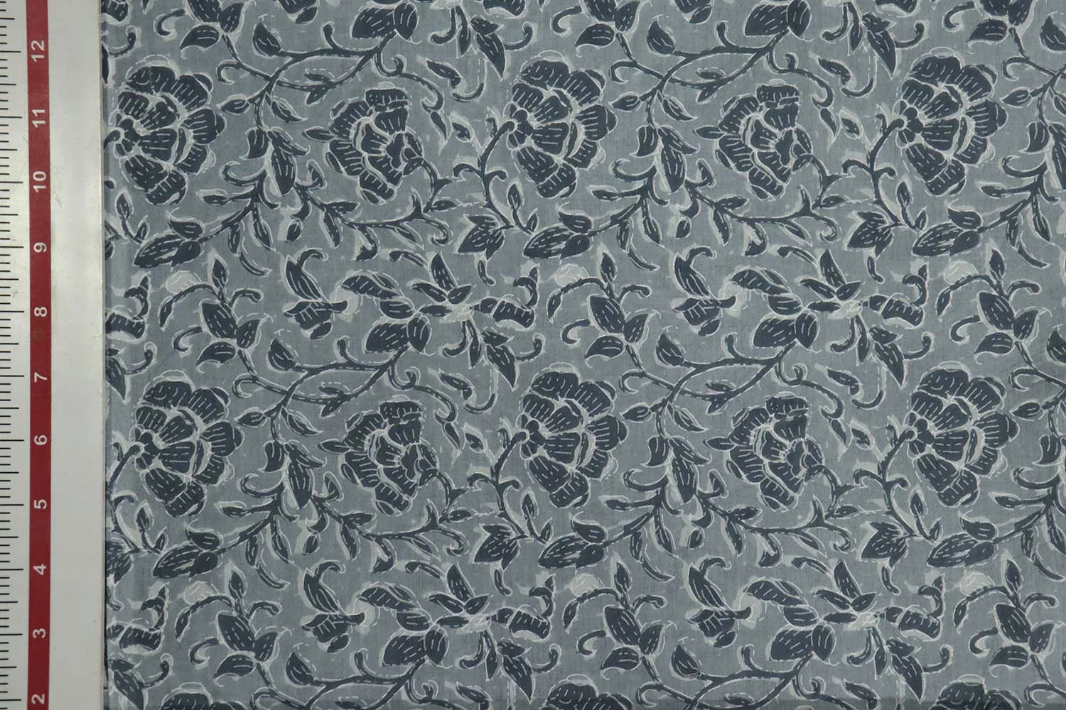 Gray & White Traditional Cotton Cambric Fabric