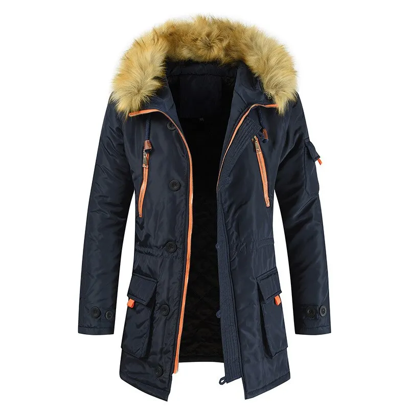 HIEXHSE Winter Jacke Parka Marke Gepolsterte Künstliche Pelz Mittel langen Dicken Parkas Snowjacket