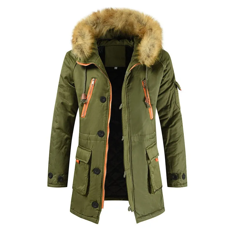 HIEXHSE Winter Jacke Parka Marke Gepolsterte Künstliche Pelz Mittel langen Dicken Parkas Snowjacket