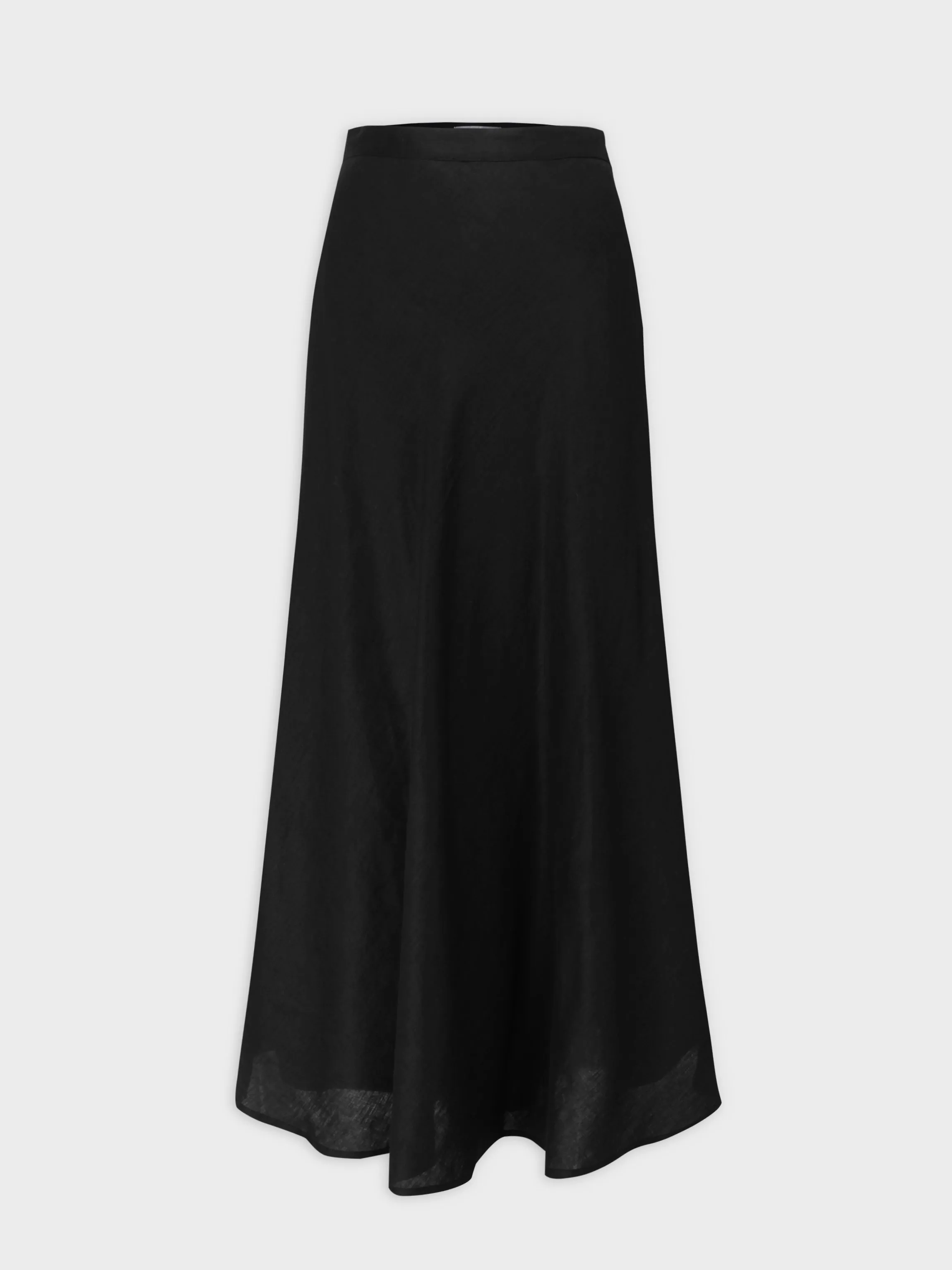 Linen Blend A-Line Skirt-Black