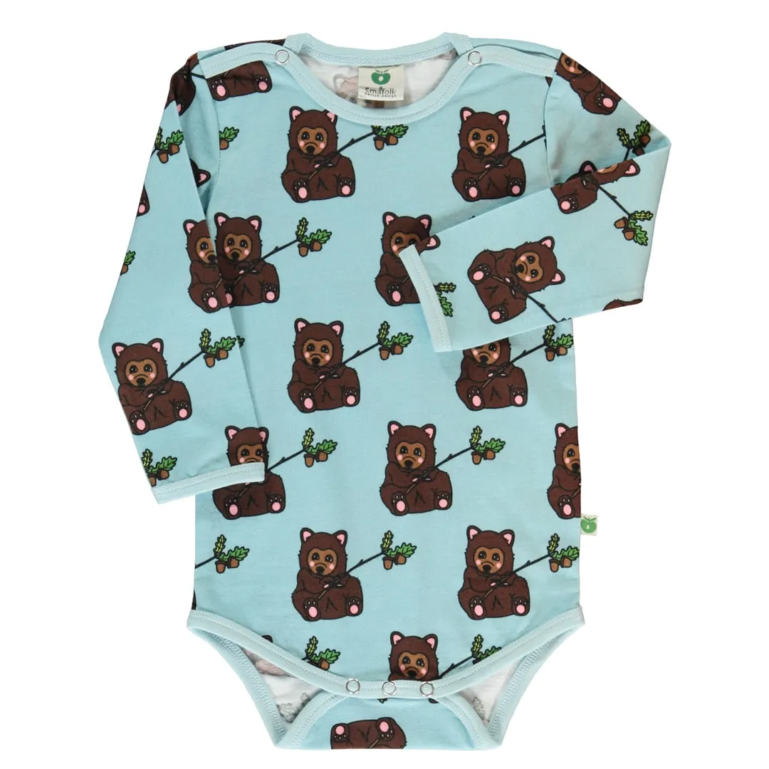 Long-sleeved baby body with bear cub