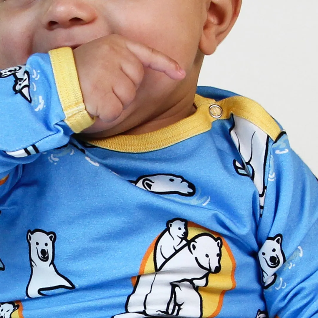 Long-sleeved baby body with polar bears