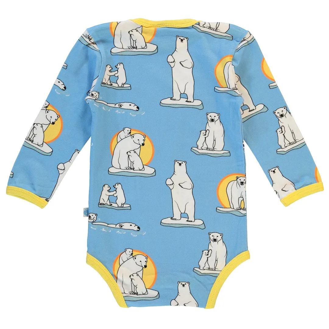 Long-sleeved baby body with polar bears