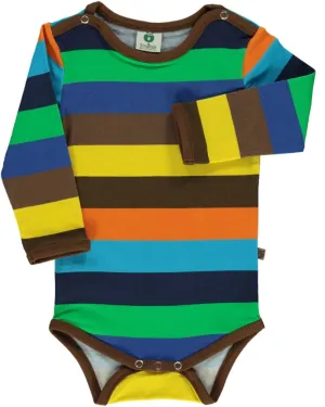 Long-sleeved baby body with stripes