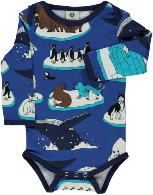 Long-sleeved baby body with winter animals