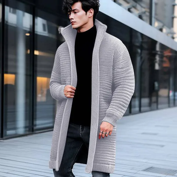 Men's Solid Color Mid-length Sweater Coat Men's Clothing