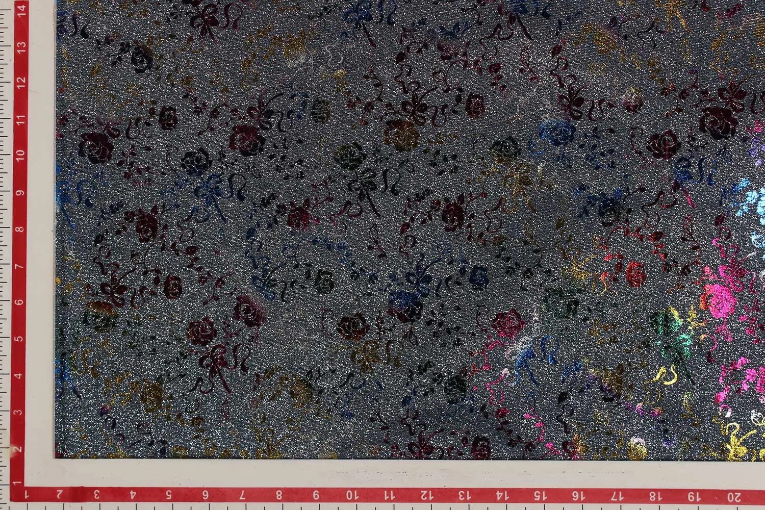 Multicolor Floral  Glitter Printed Knit Fabric