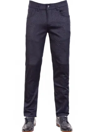 Navy Snakeskin Print Tech Pants