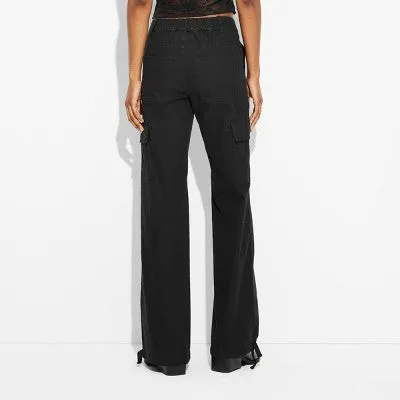 New - Women's Mid-Rise Flare Cargo Pants - Wild Fable