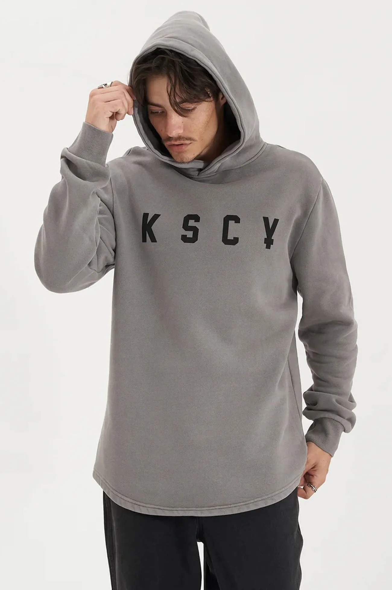 Nexus Heavy Hooded Dual Curved Sweater Pigment Frost Grey