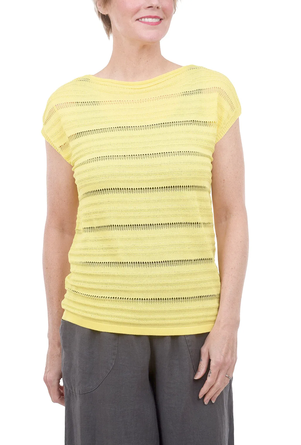 Open Stitch Sleeveless Sweater, Yellow