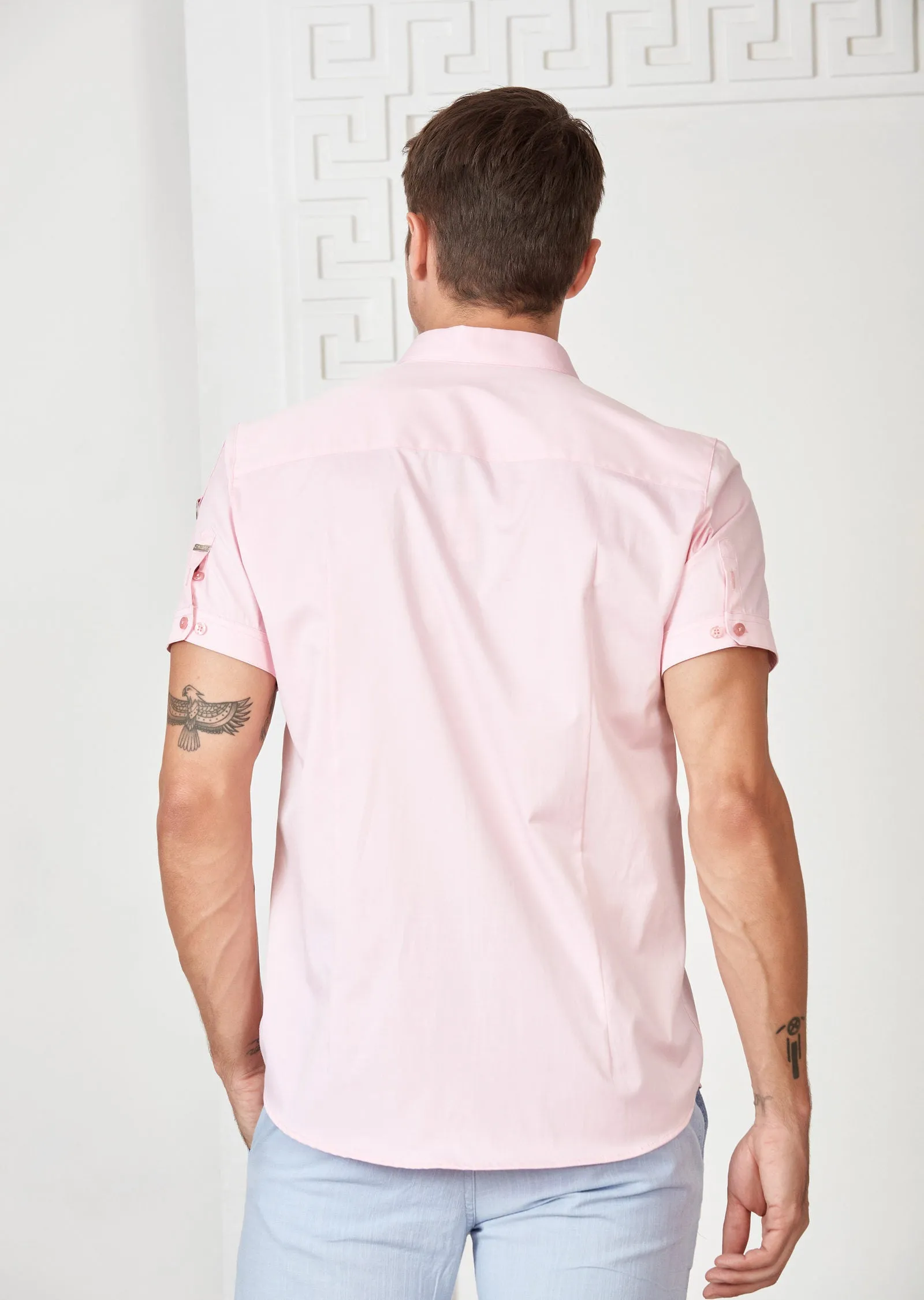 Pink Buckle Detailed Short Sleeve Shirt