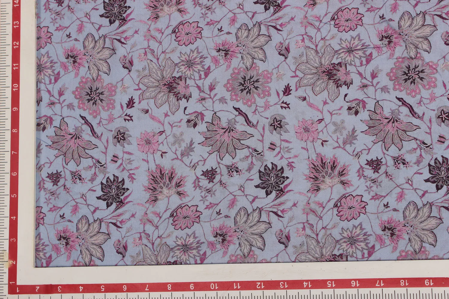 Pink Floral Printed Modal Viscose Blend Fabric