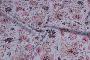 Pink Floral Printed Modal Viscose Blend Fabric