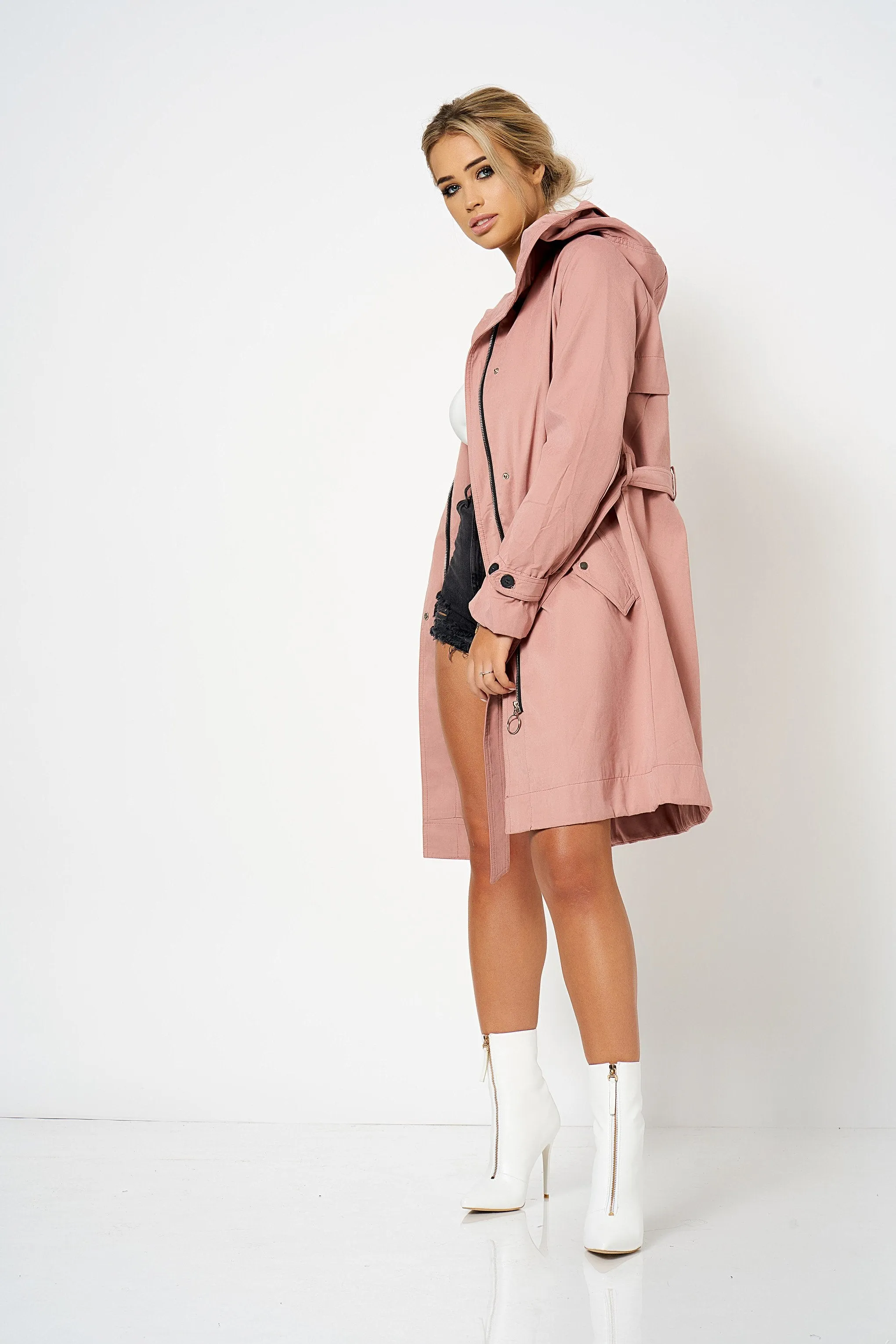 Pink Hooded Parker Jacket