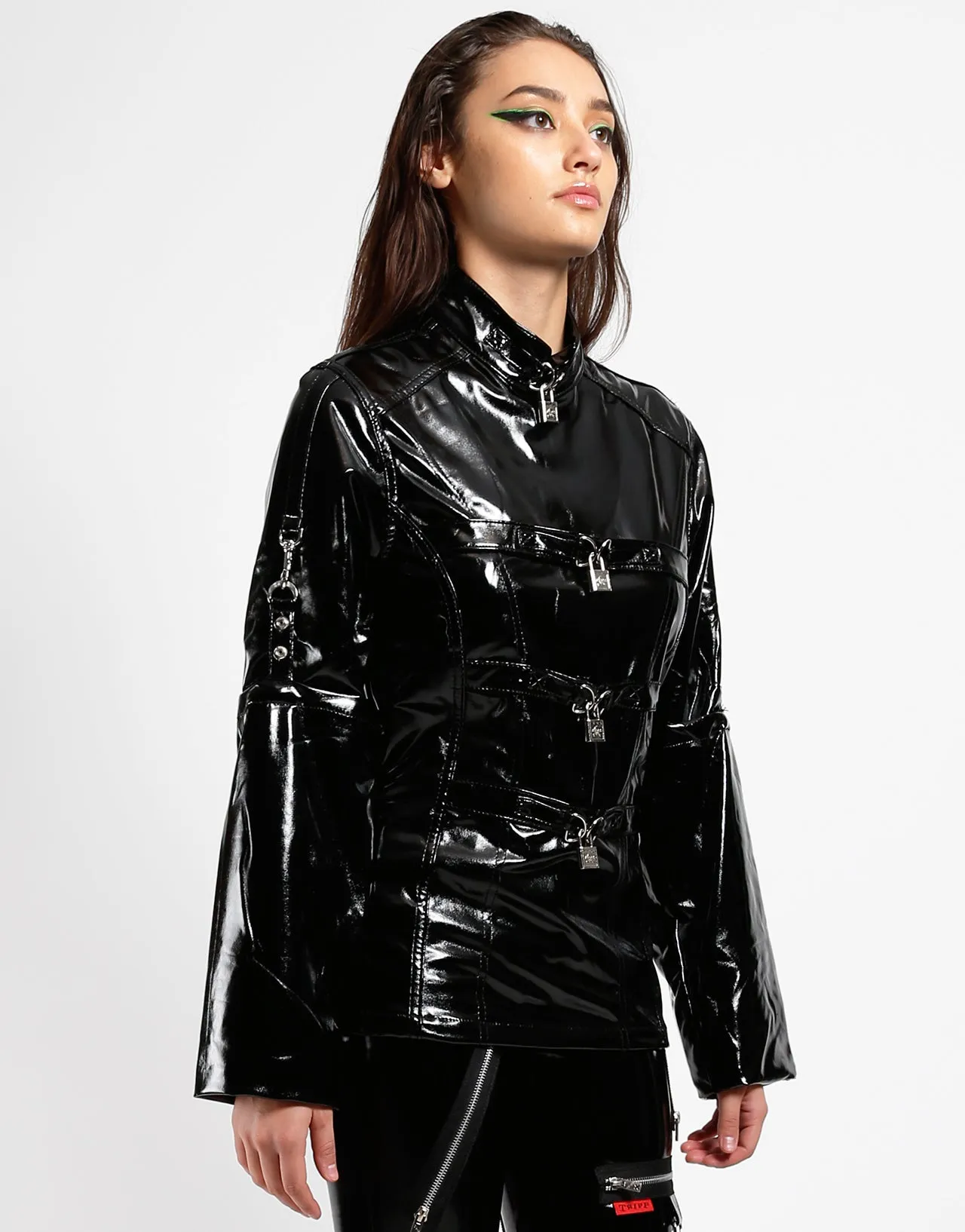 PVC VINYL BONDAGE LOCK JACKET