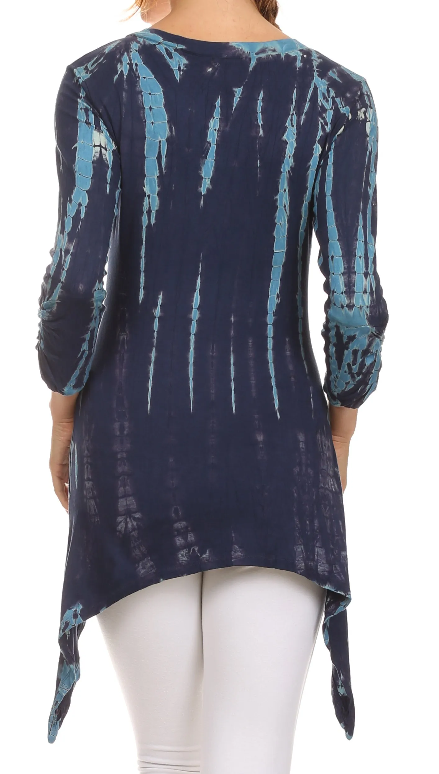 Sakkas Ciara V-Neck Long Sleeve Tie Dye Blouse