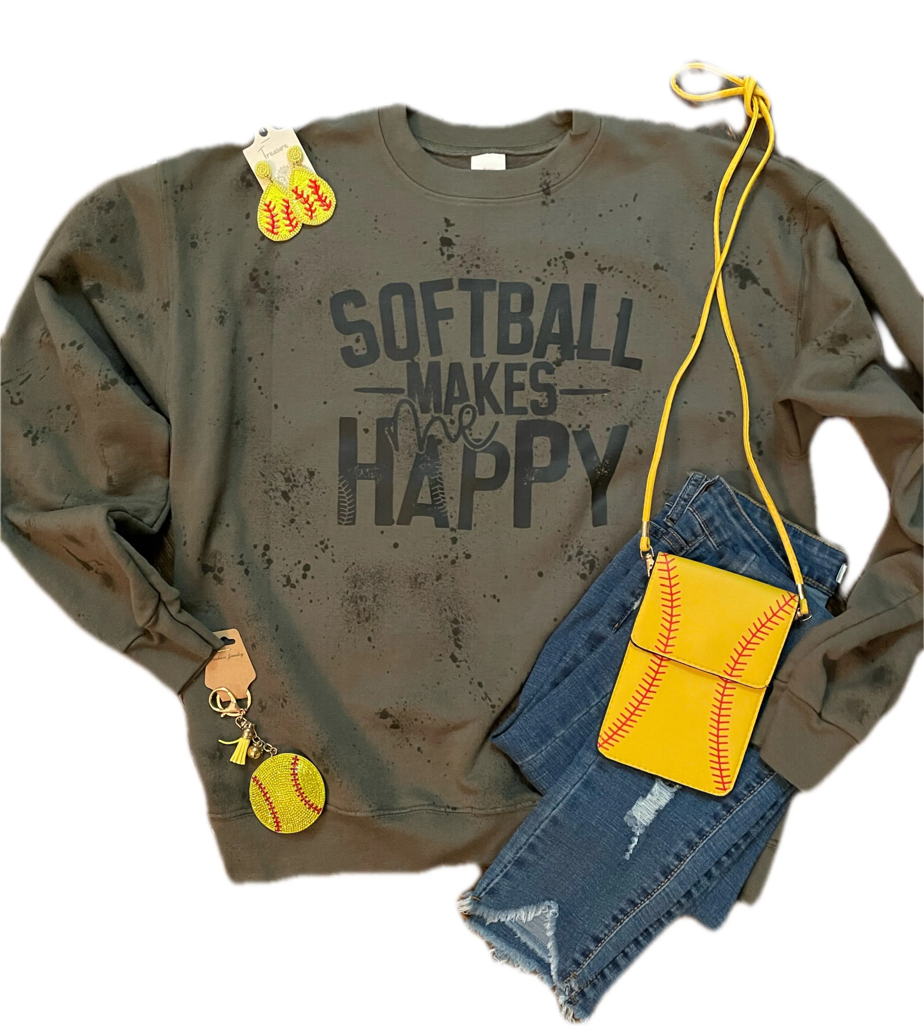 Softball Makes Me Happy Sweatshirt