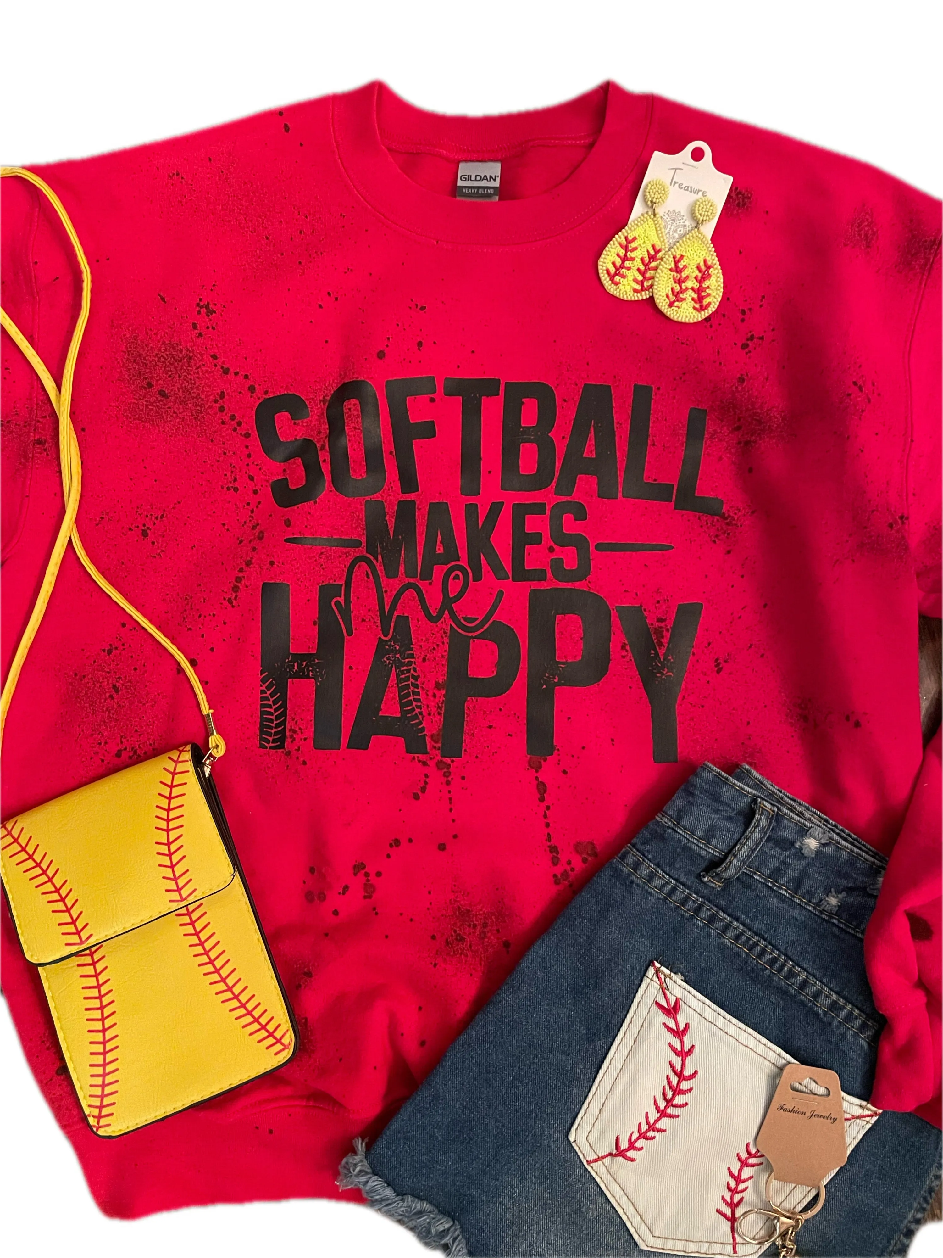 Softball Makes Me Happy Sweatshirt