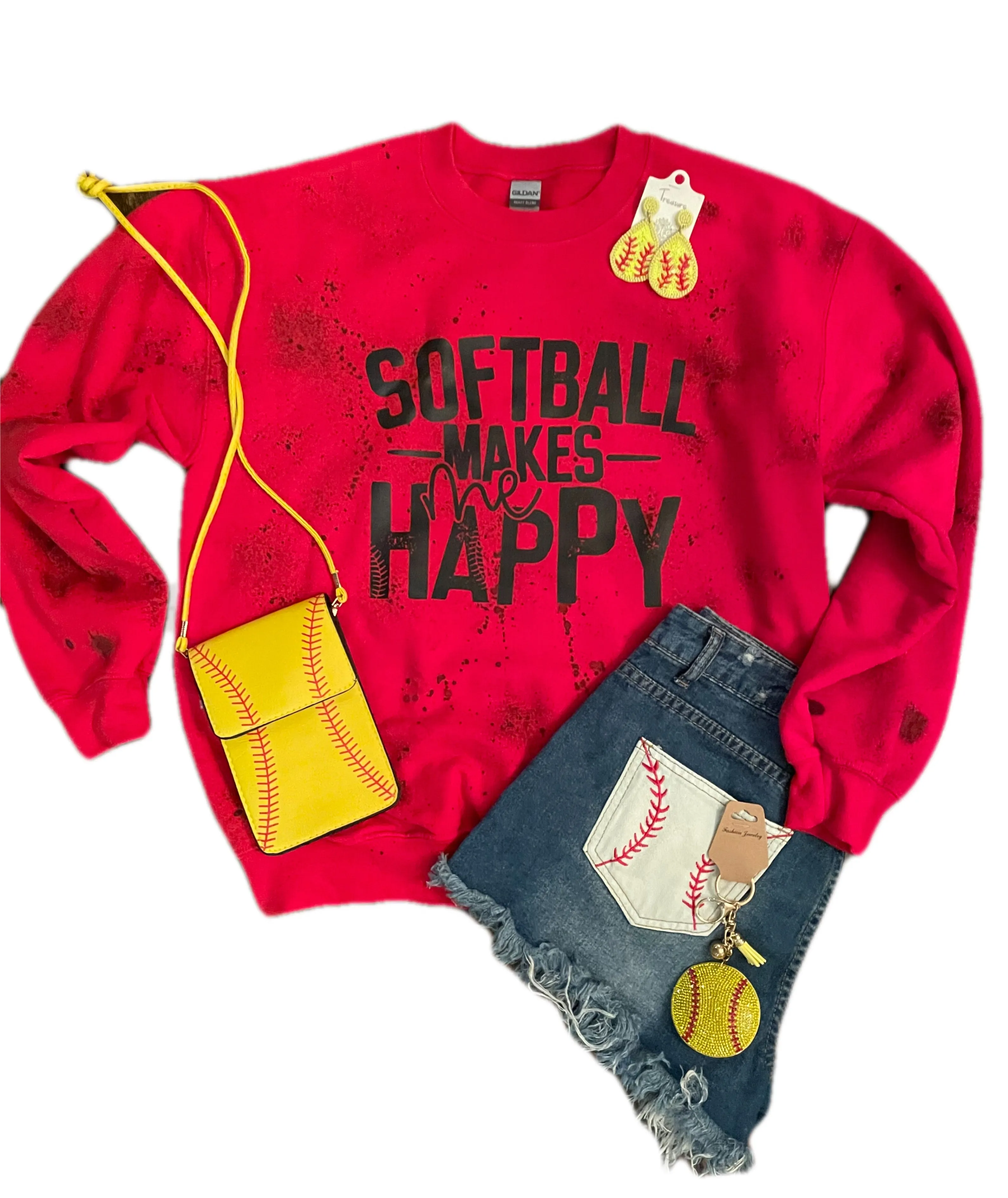 Softball Makes Me Happy Sweatshirt