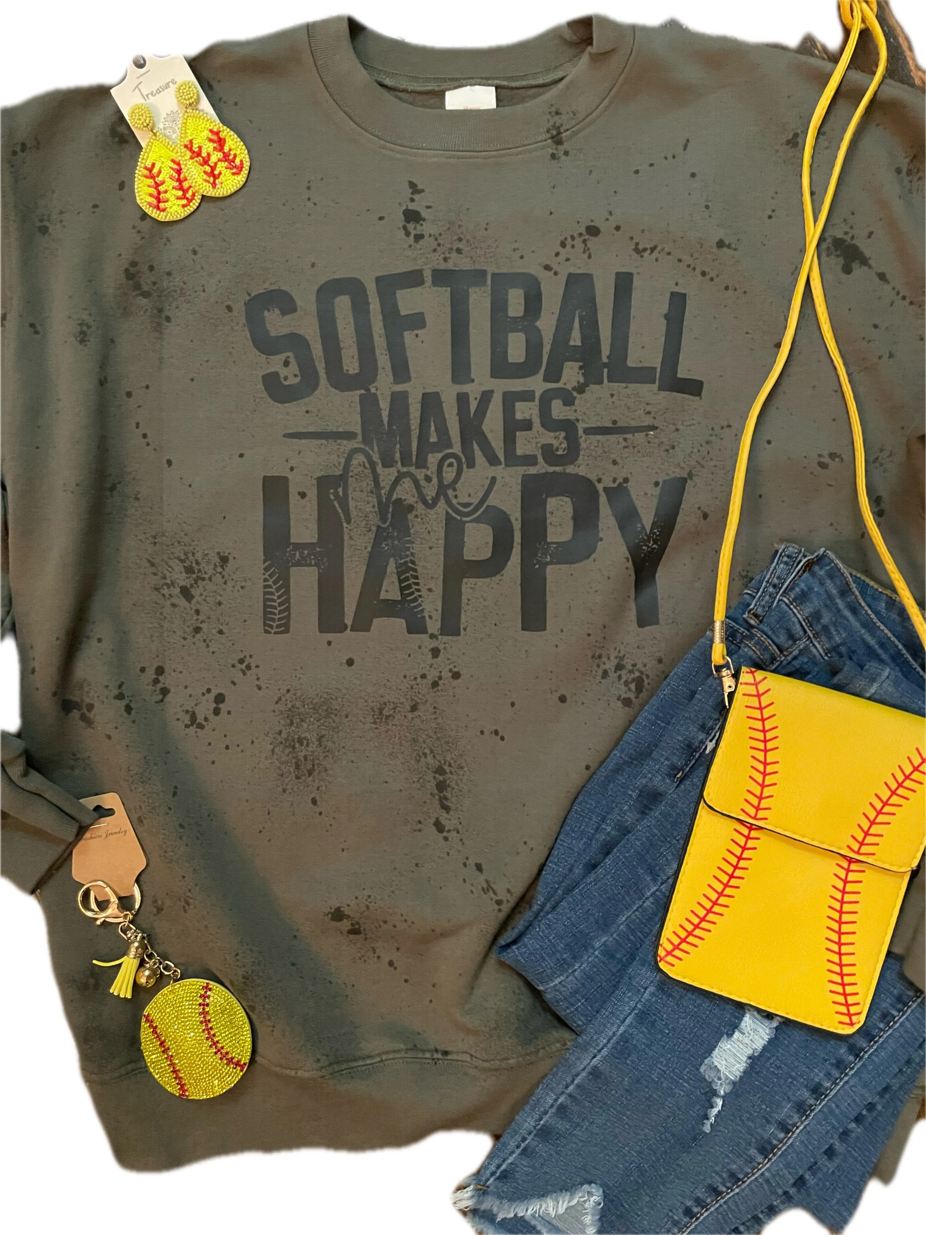 Softball Makes Me Happy Sweatshirt